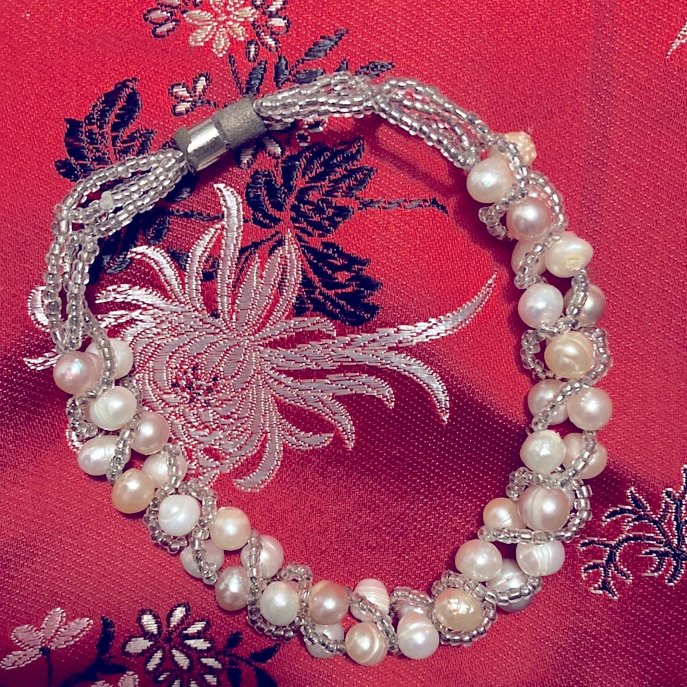 Antique Freshwater Pearl Beaded Necklace and Bracelet
